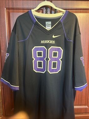Nike Black Huskies #88 Football Jersey with Purple and Gold Trim